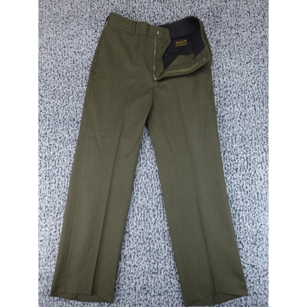 DSCP Military Dress Trousers Mens 33 Olive Green Wool Blend Dress Pants US Army